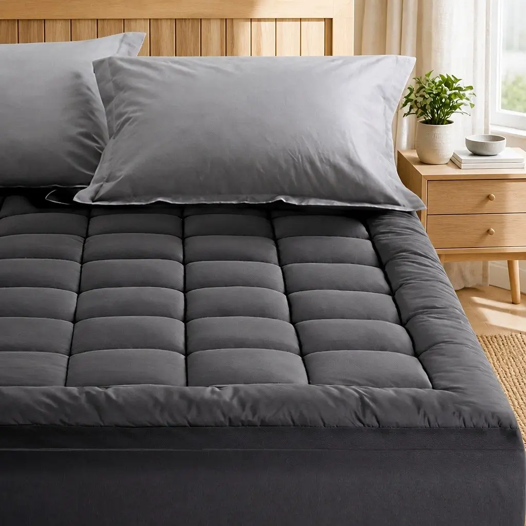 Mattress Topper Single Bedroom 190x90cm 5cm Thick Pillowtop Grey