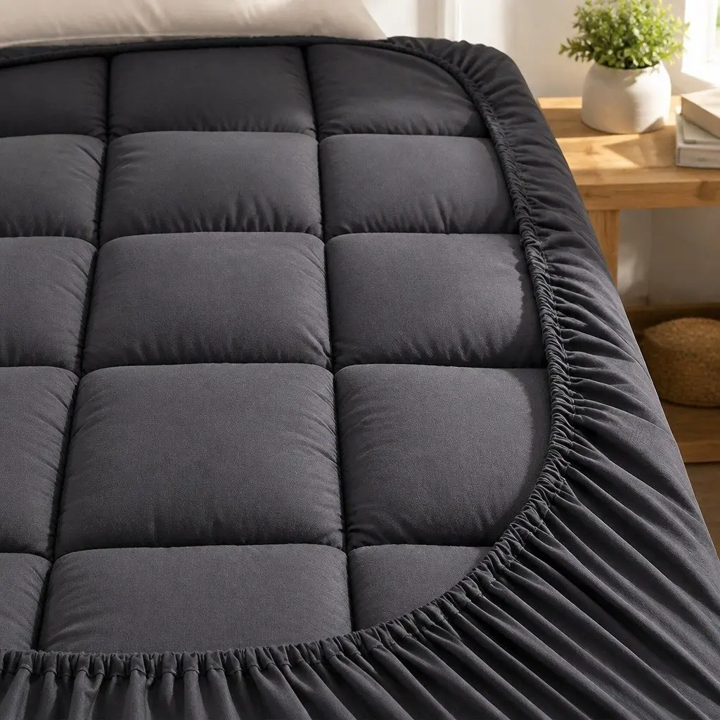 Mattress Topper Single Bedroom 190x90cm 5cm Thick Pillowtop Grey