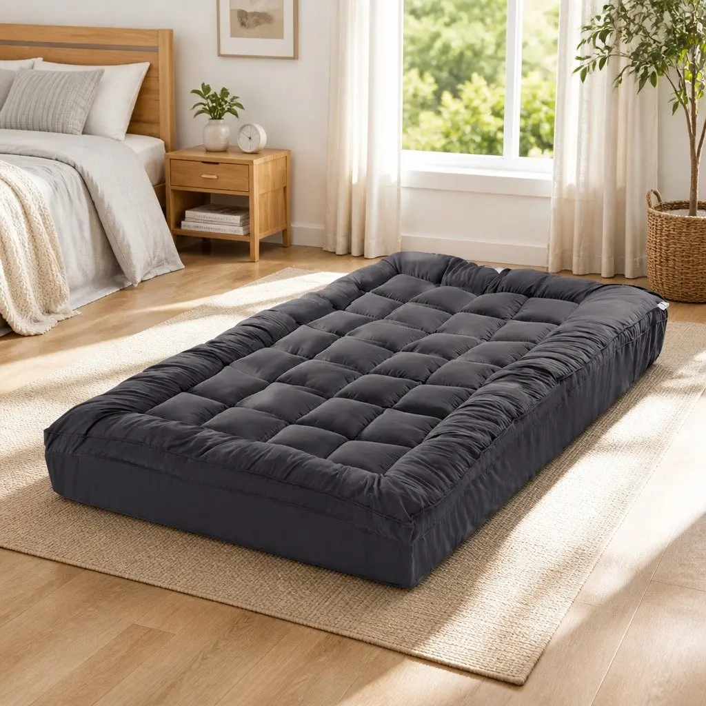 Mattress Topper Single Bedroom 190x90cm 5cm Thick Pillowtop Grey