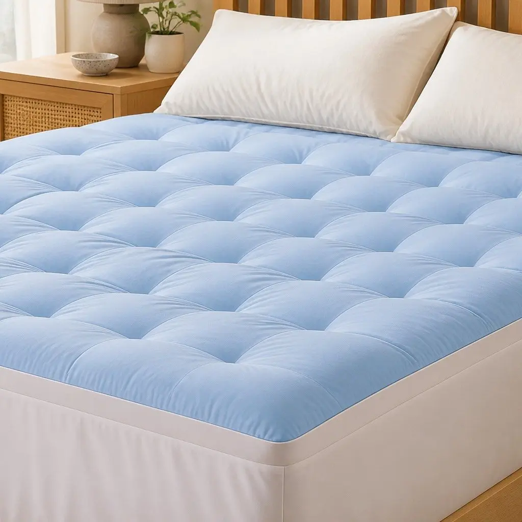 King Mattress Topper 5cm Pillowtop Reversible Cooling Coral Fleece Pad Back