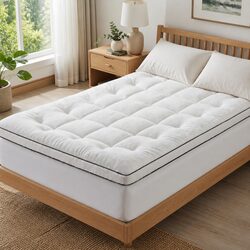 King Single Mattress Topper 5cm Coral Fleece Pillowtop Fitted Elastic Warm
