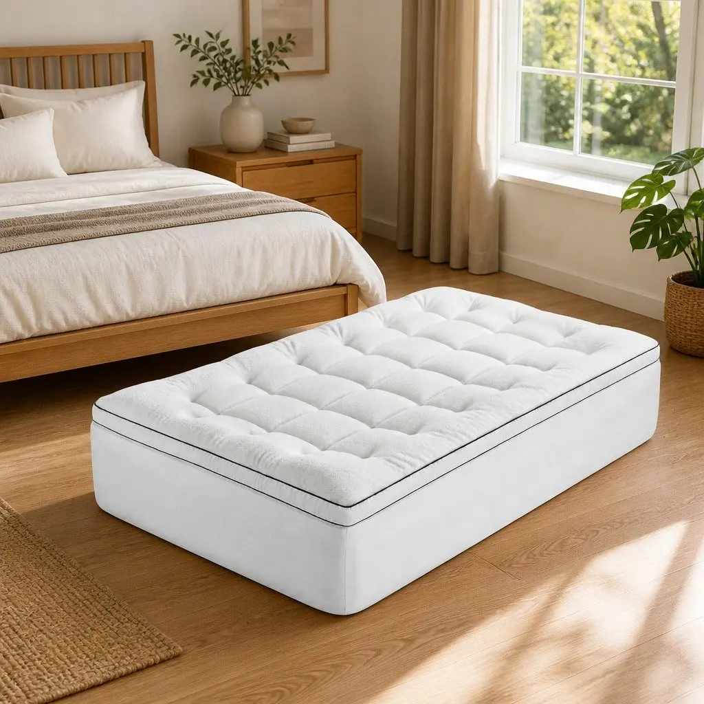 Mattress Topper King Single 5cm Coral Fleece Pillowtop Fitted Elastic Warm
