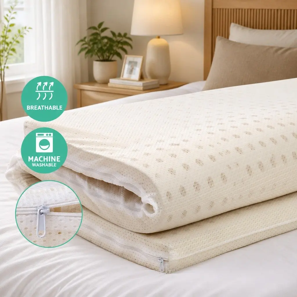 Latex Mattress Topper Queen 7.5cm 7-Zone Pressure Relief Cooling Breathable Bed