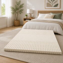 Latex Mattress Topper 5cm Single Bed Pad 7 Zone Cooling Foldable with Washable