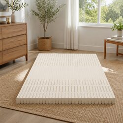 7.5cm Thick Single Bed Latex Mattress Topper - White