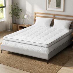 King Mattress Topper 5cm Pillowtop Pad Microfibre Breathable Machine Washable