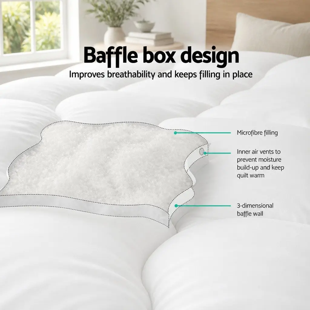 Pillowtop Mattress Topper King Single 5cm Thick Breathable Microfibre Pad