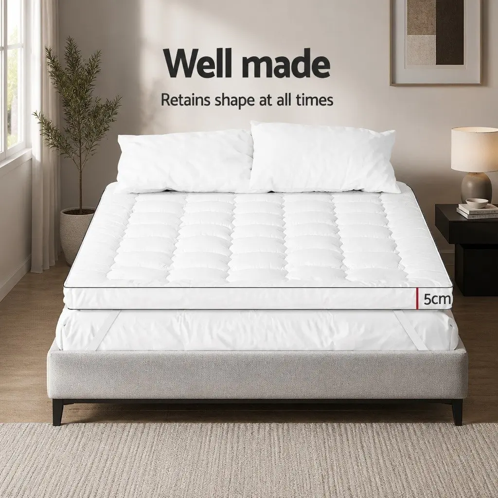 Pillowtop Mattress Topper King Single 5cm Thick Breathable Microfibre Pad