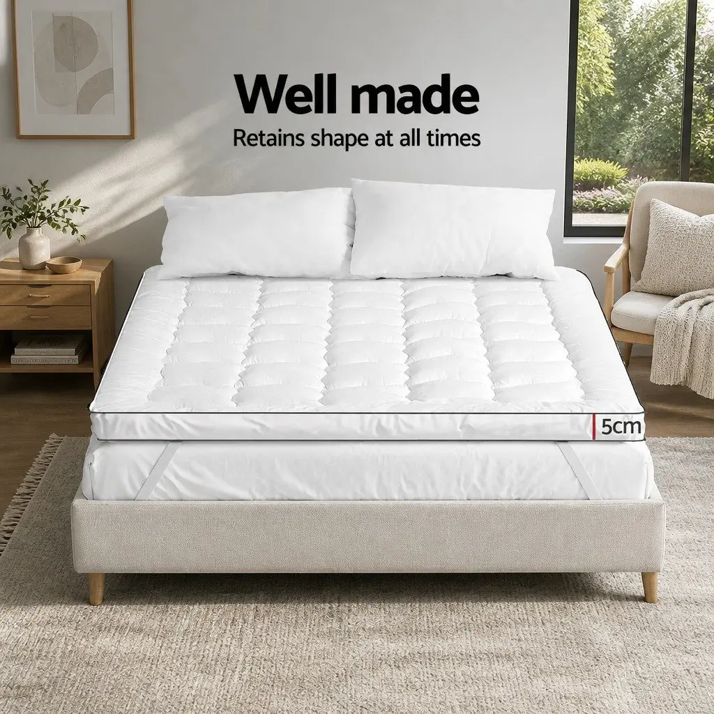 Pillowtop Mattress Topper King Single 5cm Thick Breathable Microfibre Pad