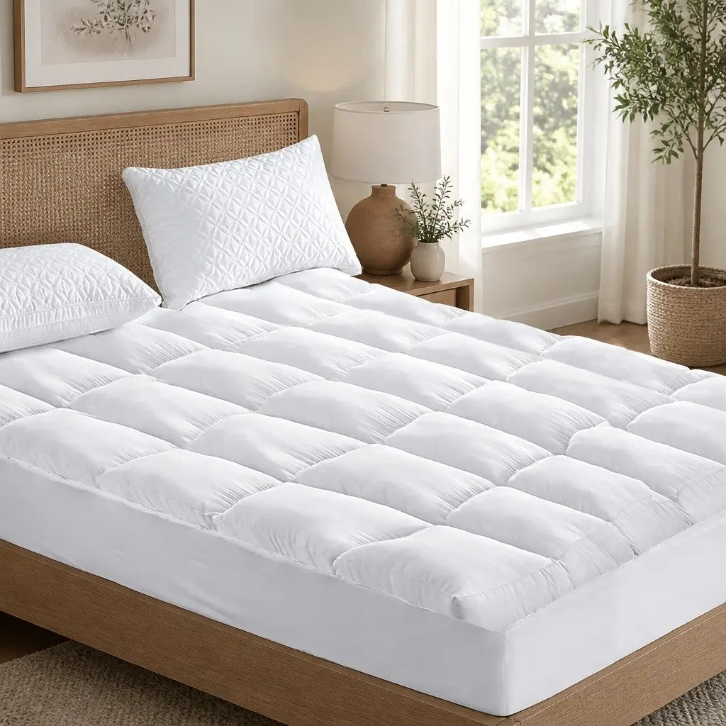 Pillowtop Mattress Topper Double Bed 5cm Thick Microfibre Filling Fitted