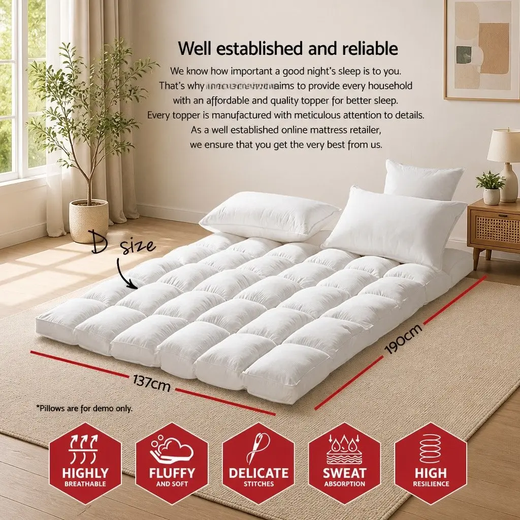 Pillowtop Mattress Topper Double Bed 5cm Thick Microfibre Filling Fitted