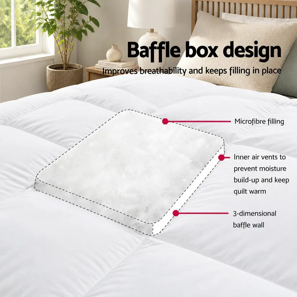 Pillowtop Mattress Topper Double Bed 5cm Thick Microfibre Filling Fitted