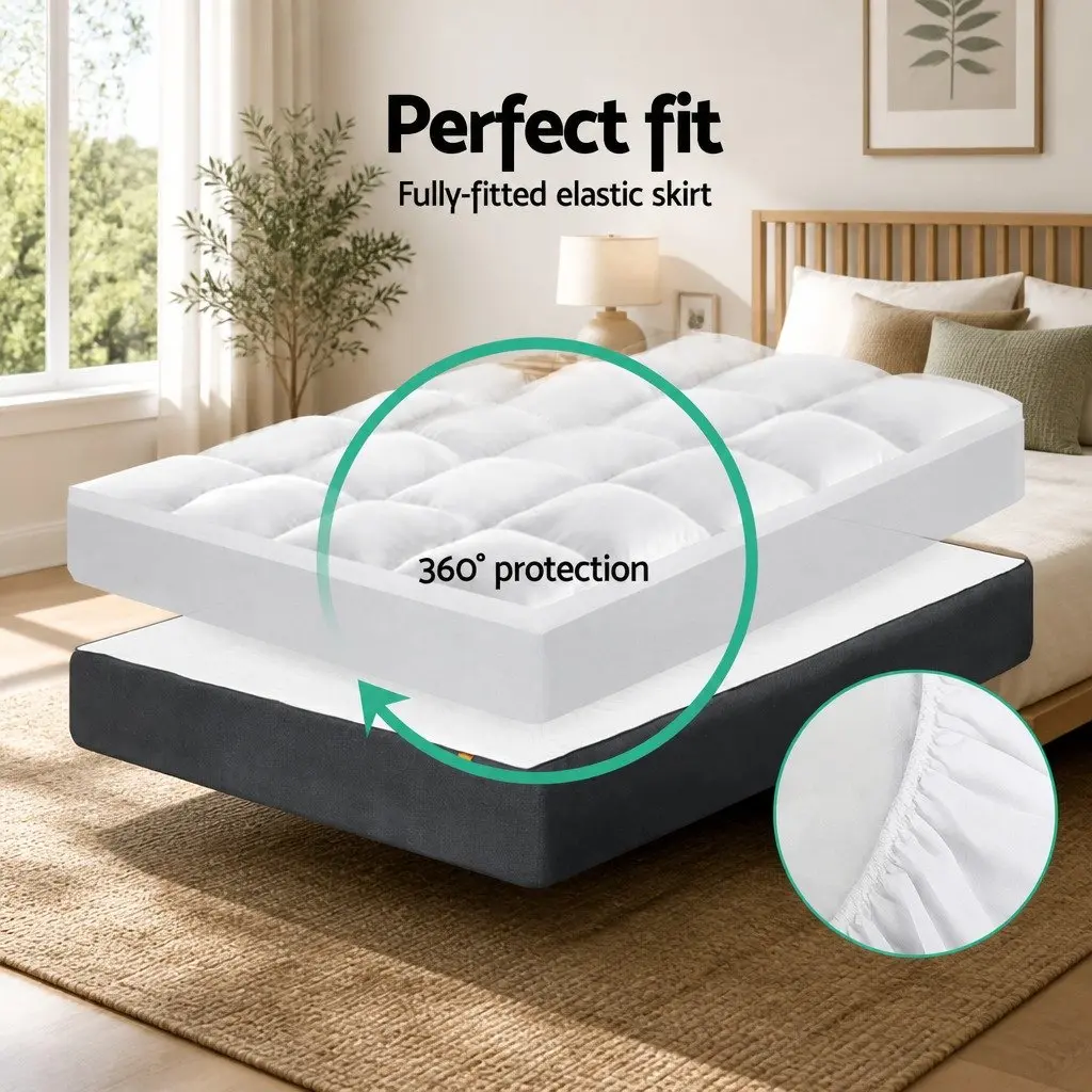 Pillowtop Mattress Topper Double Bed 5cm Thick Microfibre Filling Fitted