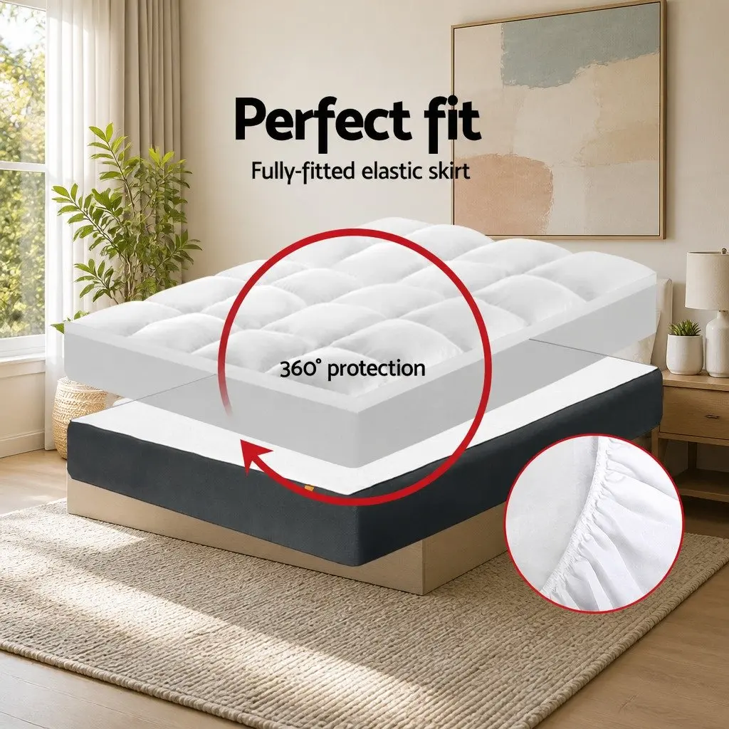 King Pillowtop Mattress Topper 5cm Thick Microfibre Filling 45cm Deep Pocket