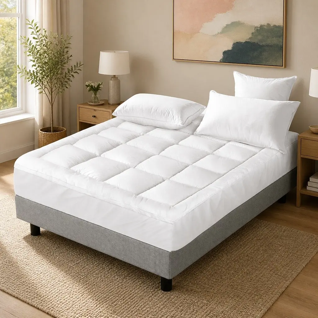 King Pillowtop Mattress Topper 5cm Thick Microfibre Filling 45cm Deep Pocket