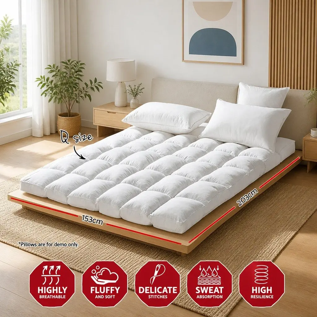 Queen Mattress Topper Pillowtop 5cm Thick Microfibre Underlay