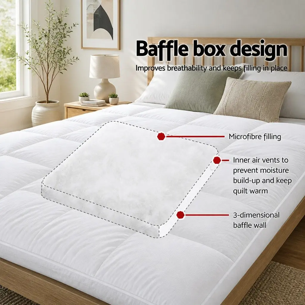 Queen Mattress Topper Pillowtop 5cm Thick Microfibre Underlay