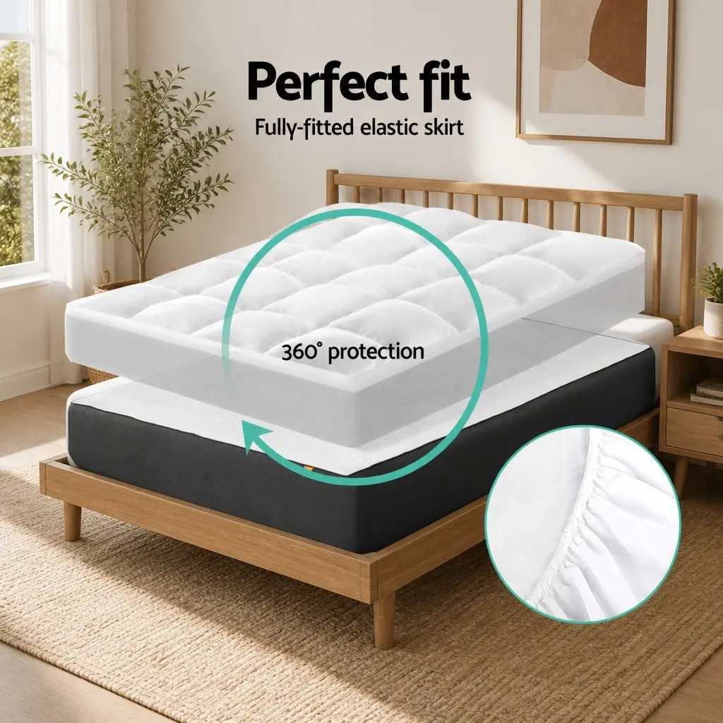 Queen Mattress Topper Pillowtop 5cm Thick Microfibre Underlay