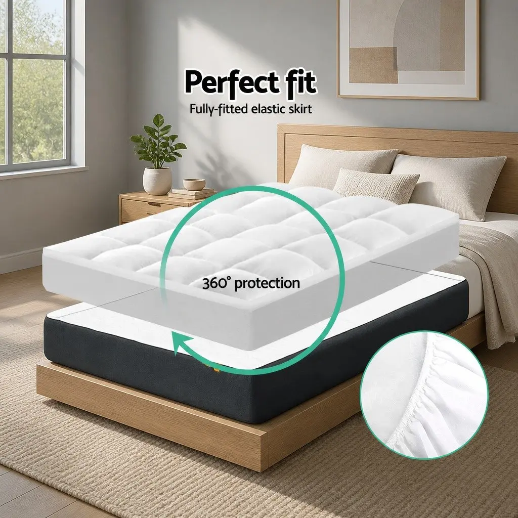 Pillowtop Mattress Topper Single Bed 5cm Thick Pad Microfibre Filling Elastic