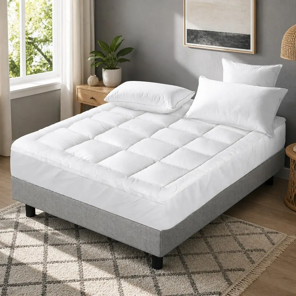 Pillowtop Mattress Topper Single Bed 5cm Thick Pad Microfibre Filling Elastic