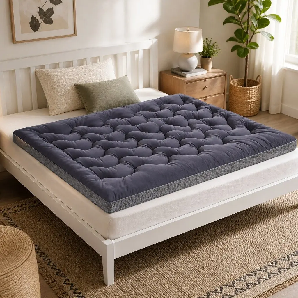 5cm Pillowtop Mattress Topper Bamboo Polyester Microfibre Pad Double Bed