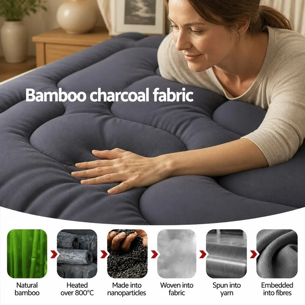 Mattress Topper Single Bed 5cm Breathable Washable Grey