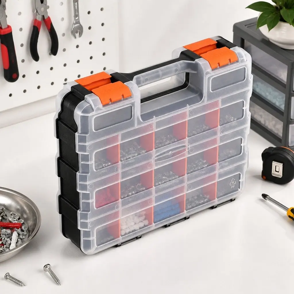 Double Sided Tool Box Organizer for Hardware 34 Compartment