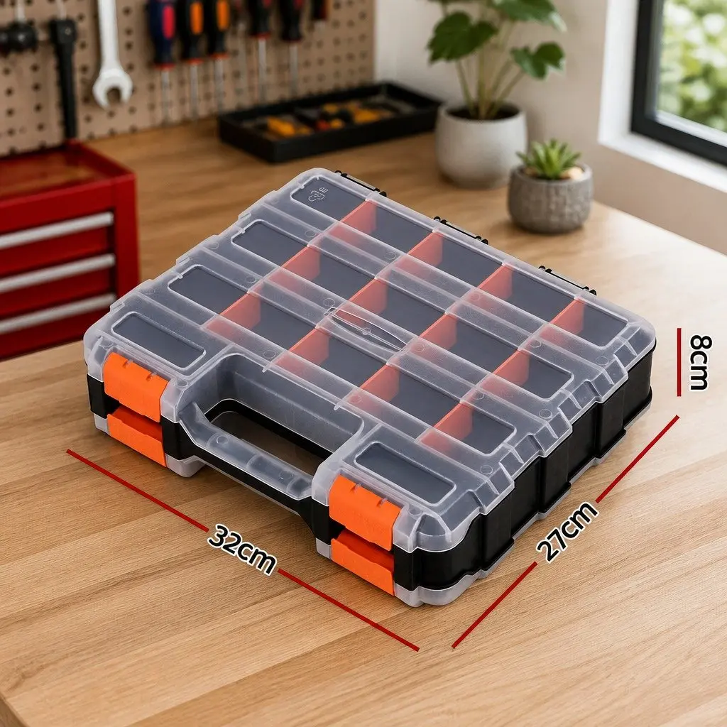 Double Sided Tool Box Organizer for Hardware 34 Compartment