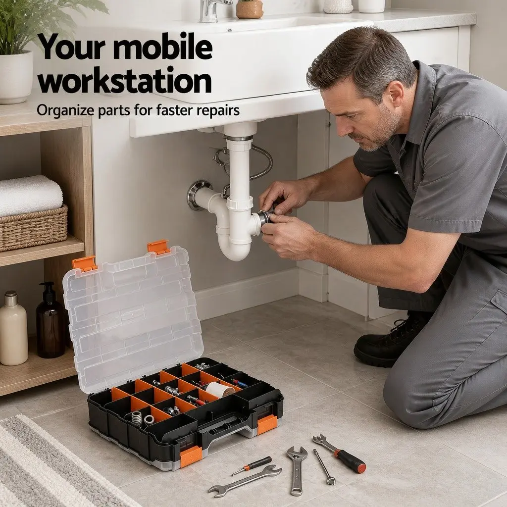 Double Sided Tool Box Organizer for Hardware 34 Compartment