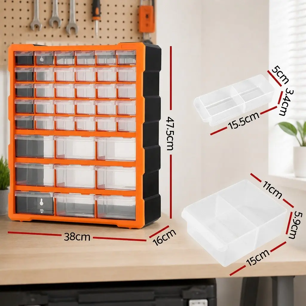 39-Drawer Tool Storage Cabinet Organizer for Garage Workshop Craft Studio 38 x 16 x 47.5 cm