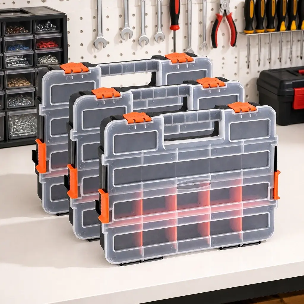 Tool Box Organizer for Small Parts Storage 3 Pack 17 Compartments Each