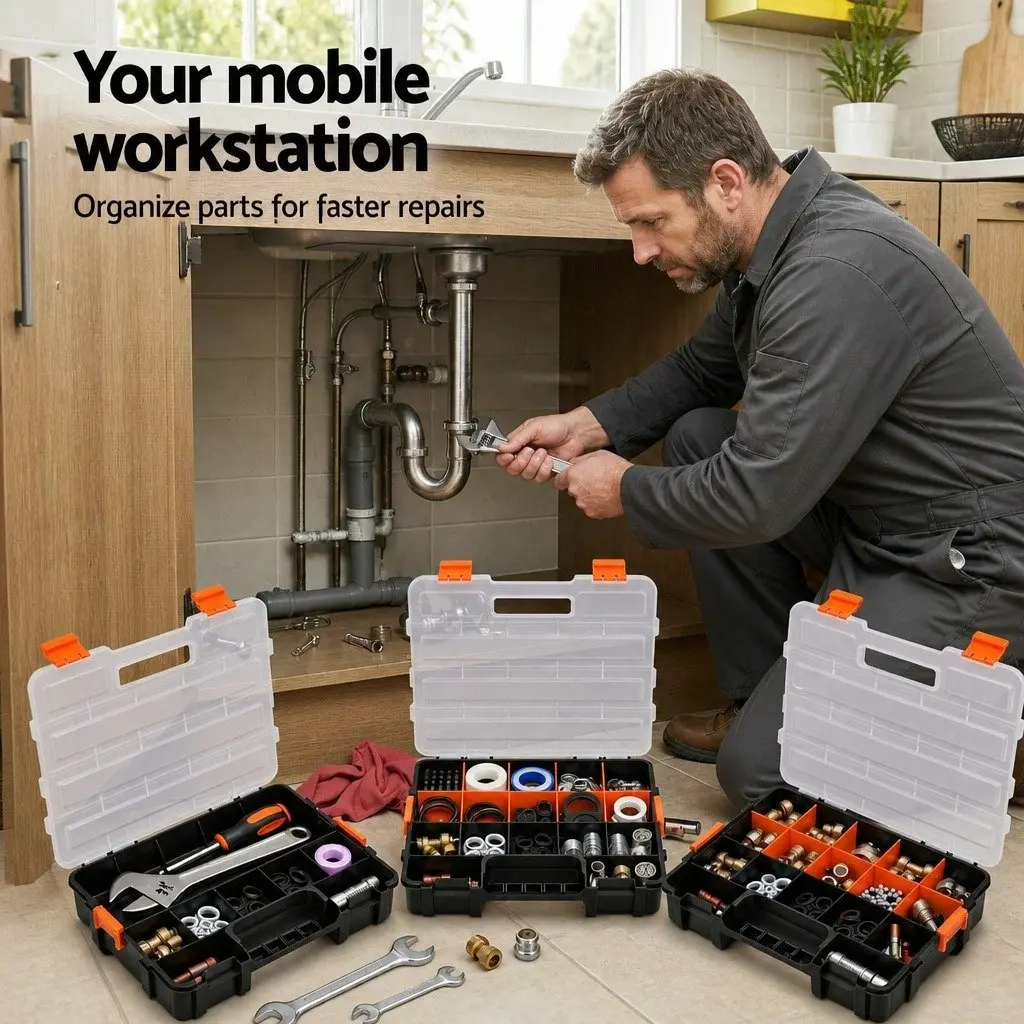 Tool Box Organizer for Small Parts Storage 3 Pack 17 Compartments Each