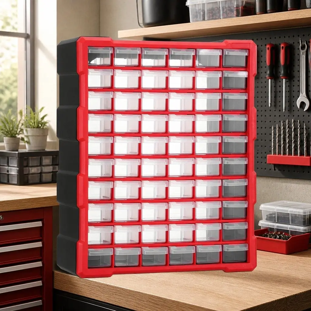 60-Drawer Tool Storage Cabinet Wall-Mount Stackable Organizer for Small Parts and Fasteners 38 x 16 x 47.5 cm