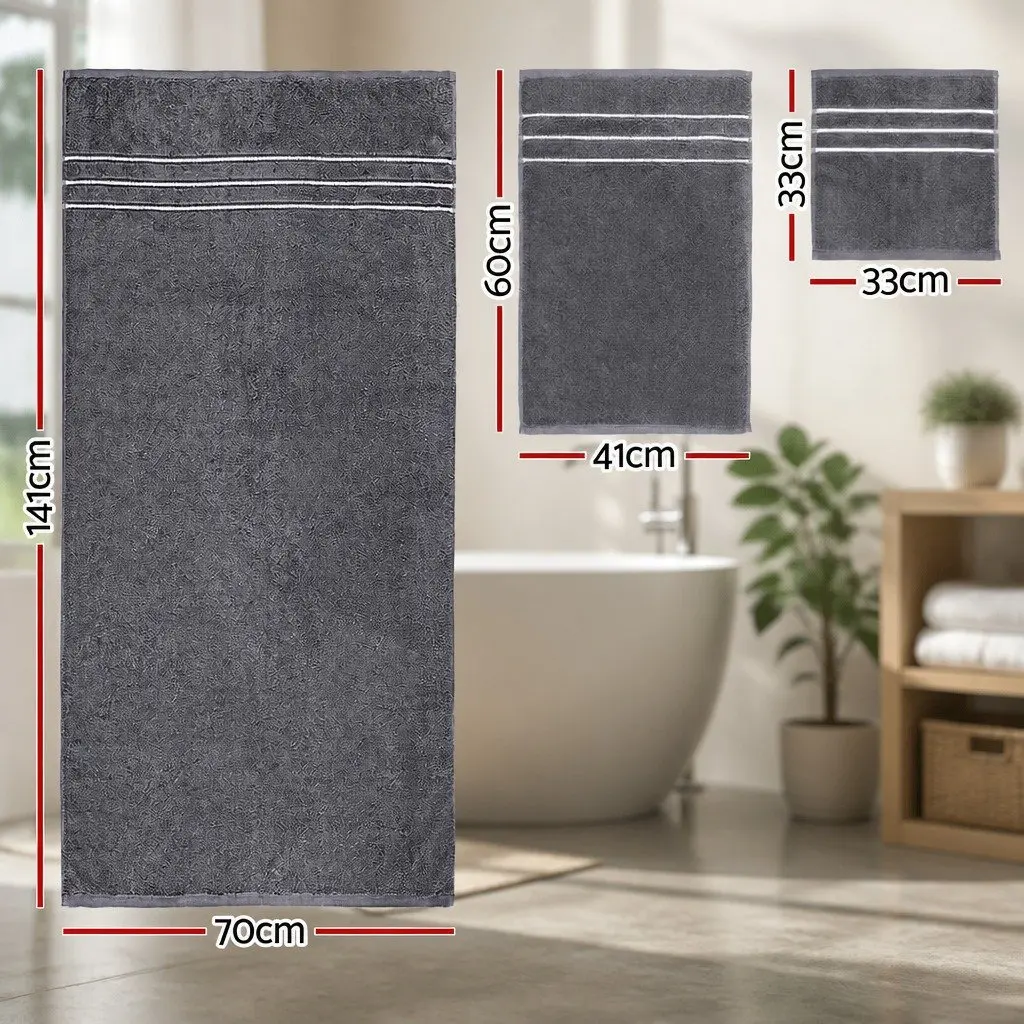 Bath Towels Set for Bathroom Grey 6 Piece