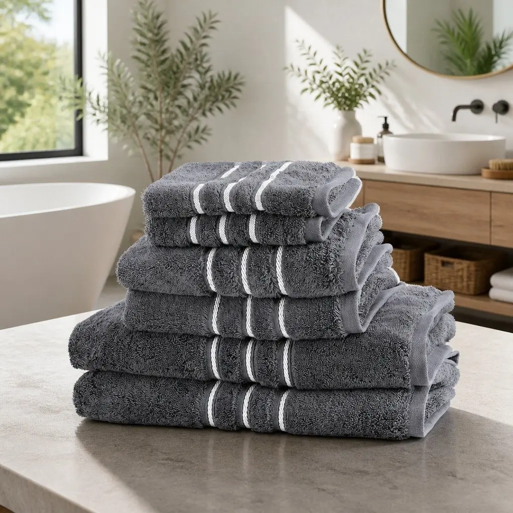 Bath Towels Set for Bathroom Grey 6 Piece