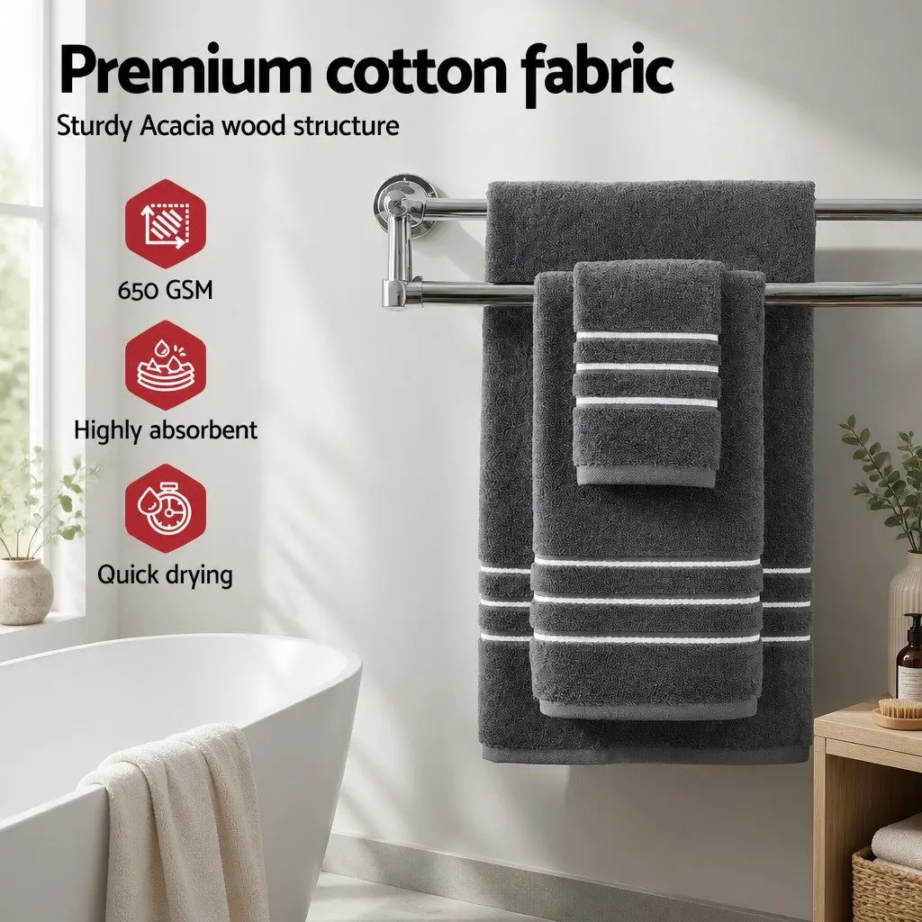 Bath Towels Set for Bathroom Grey 6 Piece