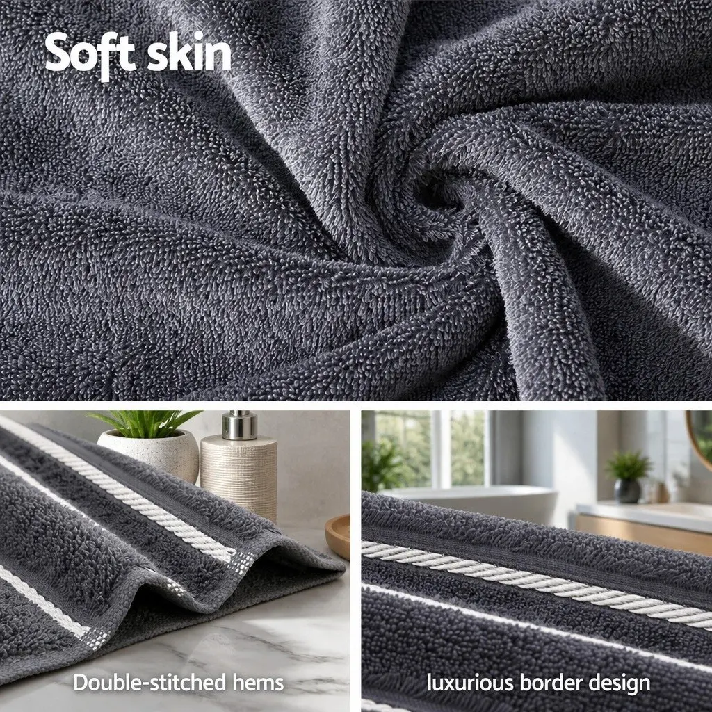 Bath Towels Set for Bathroom Grey 6 Piece