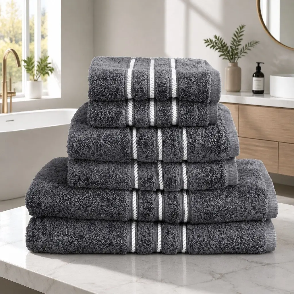 Bath Towels Set for Bathroom Grey 6 Piece