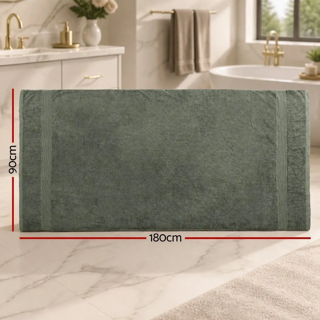 Bath Sheets Set for Bathroom Extra Large Cotton 180cm x 90cm Green 2 Piece