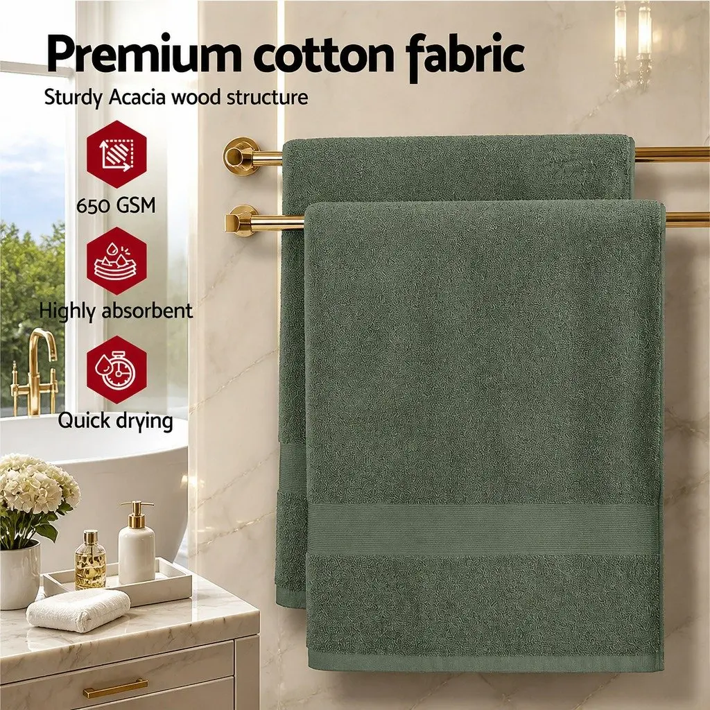 Bath Sheets Set for Bathroom Extra Large Cotton 180cm x 90cm Green 2 Piece
