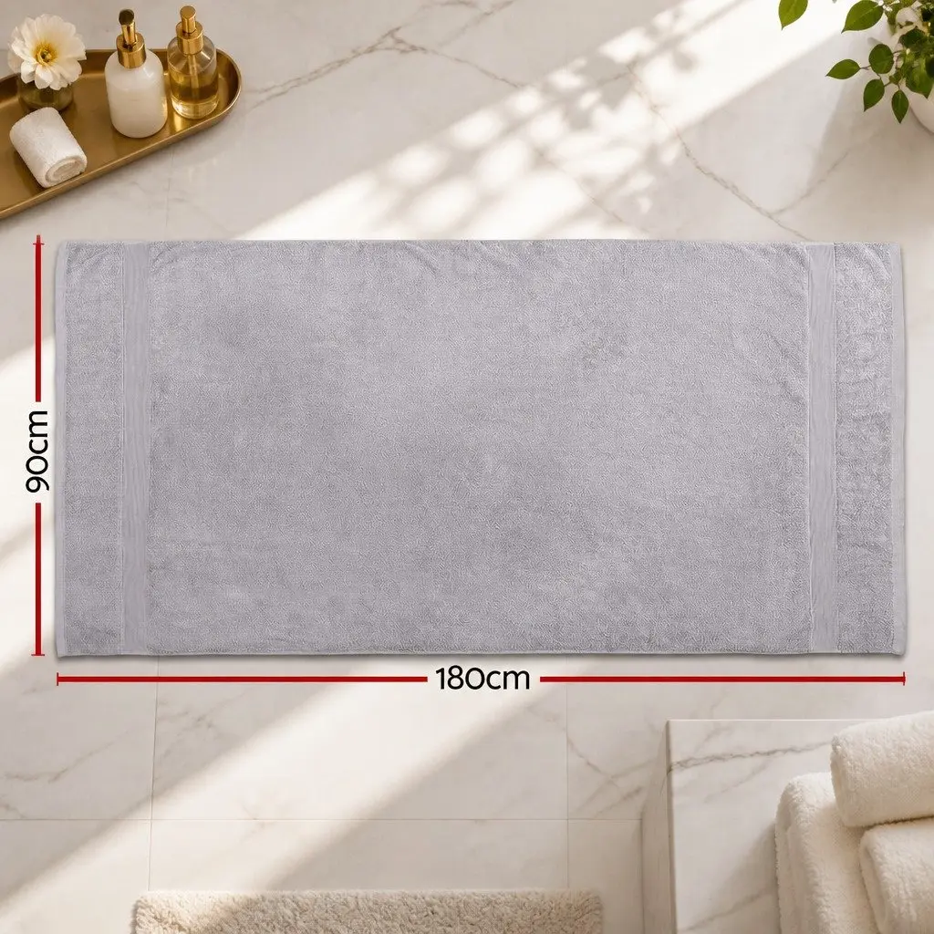2 Pack Extra Large Cotton Bath Sheets Grey 180cm x 90cm