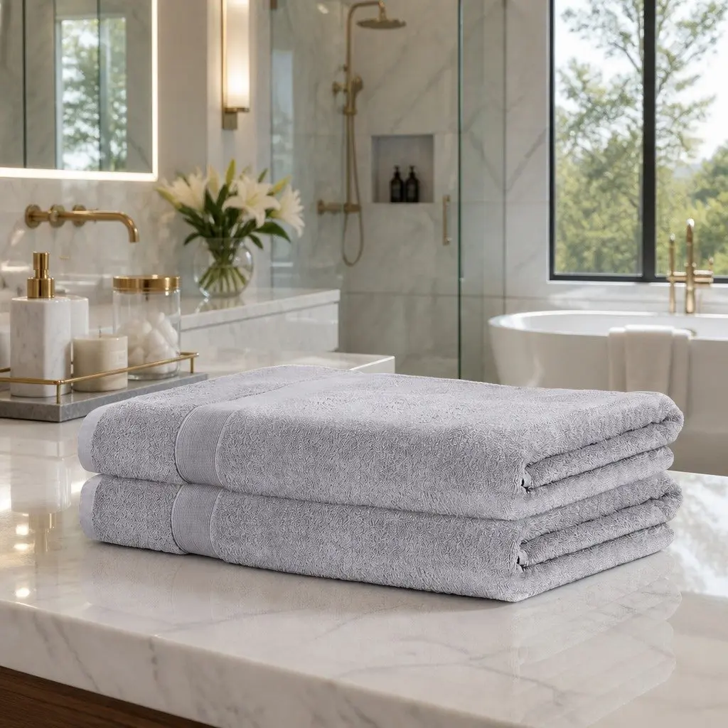 2 Pack Extra Large Cotton Bath Sheets Grey 180cm x 90cm
