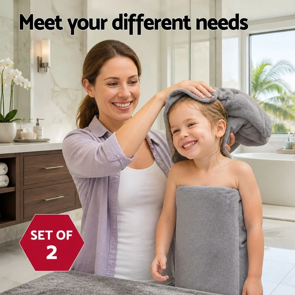 2 Pack Extra Large Cotton Bath Sheets Grey 180cm x 90cm
