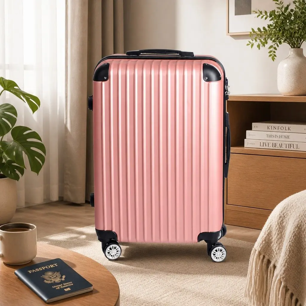 24 Inch Luggage Suitcase Hard Shell Travel Trolley for Airport Use Rose Gold