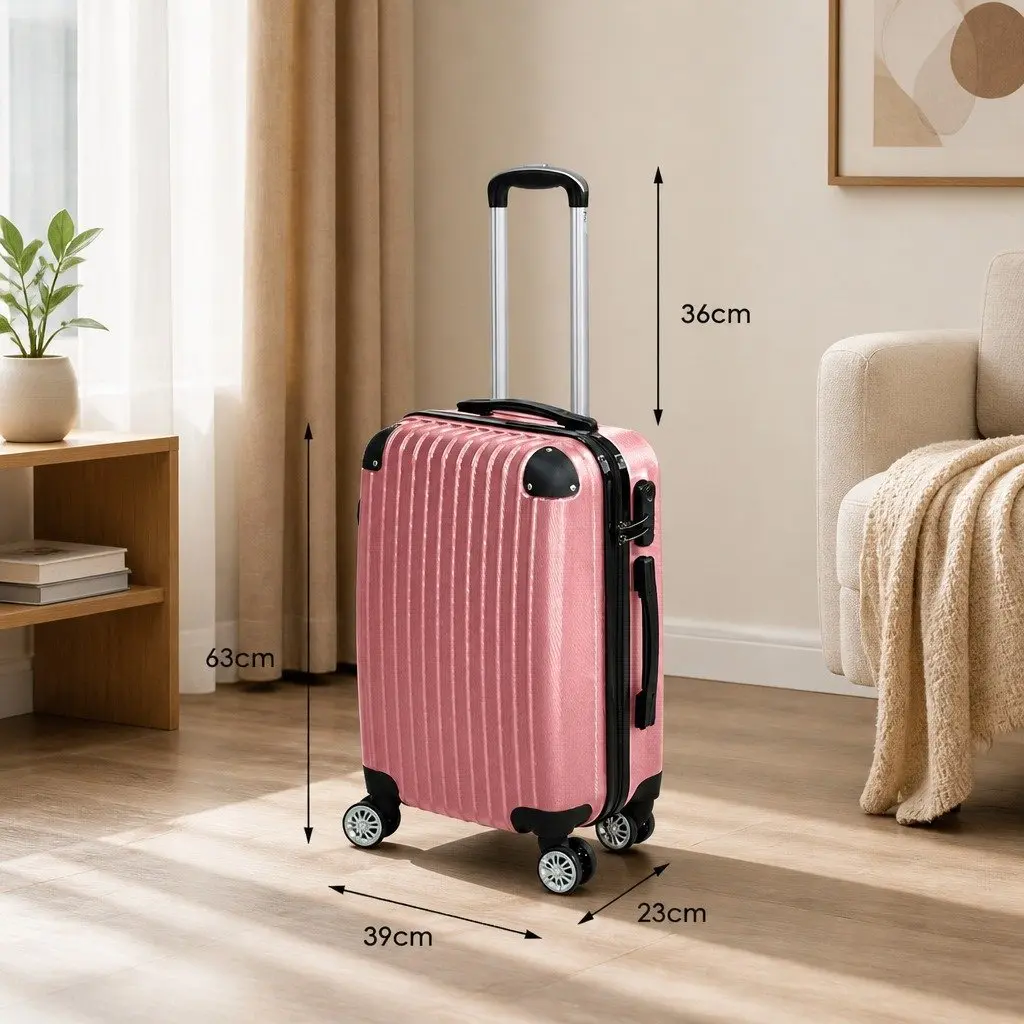 24 Inch Luggage Suitcase Hard Shell Travel Trolley for Airport Use Rose Gold