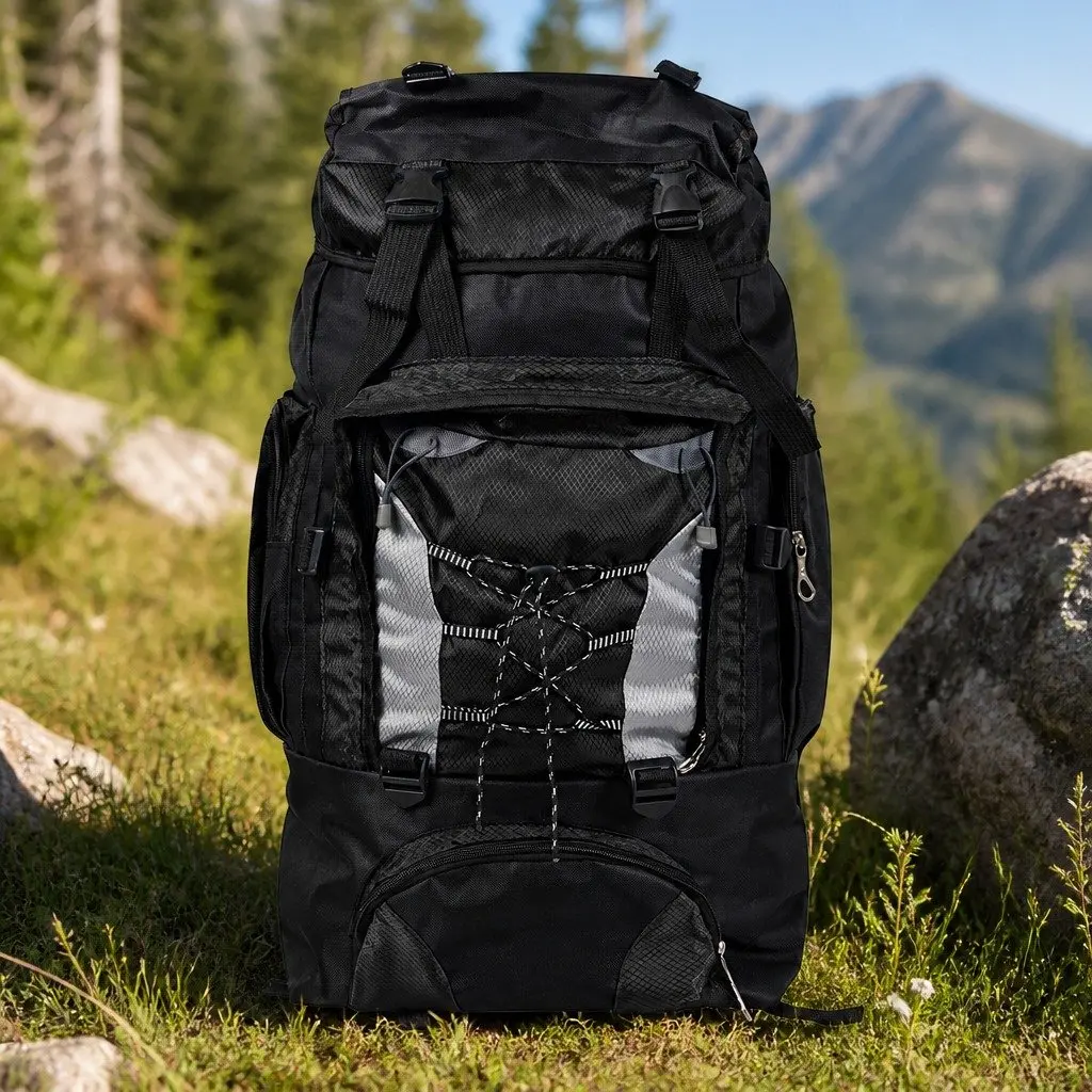 80L Military Backpack Tactical Hiking Camping Trekking Travel Rucksack Black