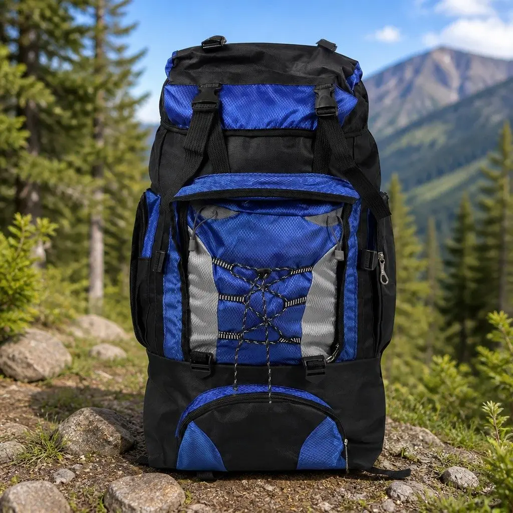 80L Military Tactical Backpack Hiking Camping Trekking Travel Rucksack Blue