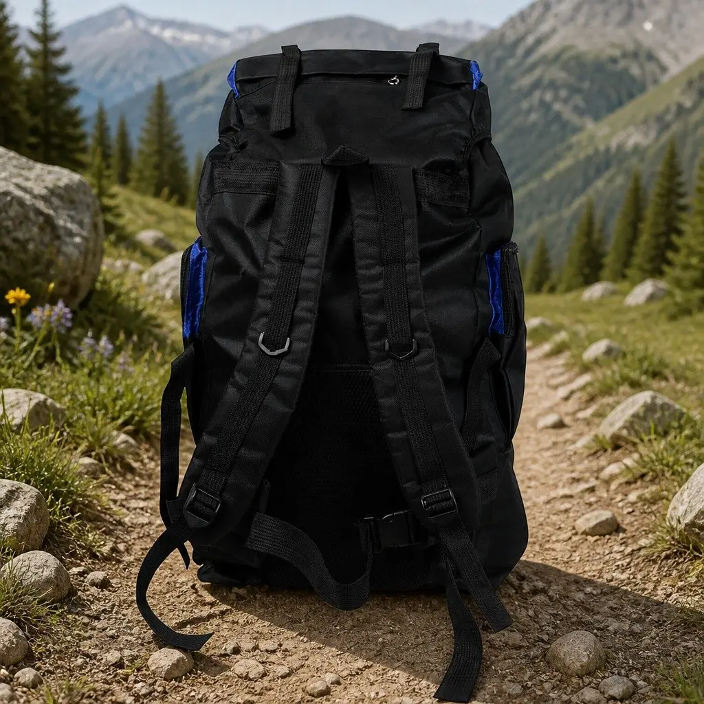 80L Military Tactical Backpack Hiking Camping Trekking Travel Rucksack Blue