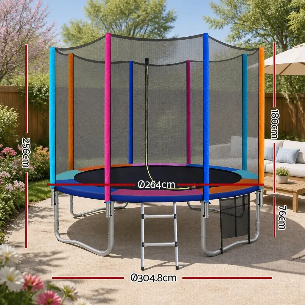 10FT Trampoline for Kids Outdoor Use with Safety Enclosure Net and Ladder