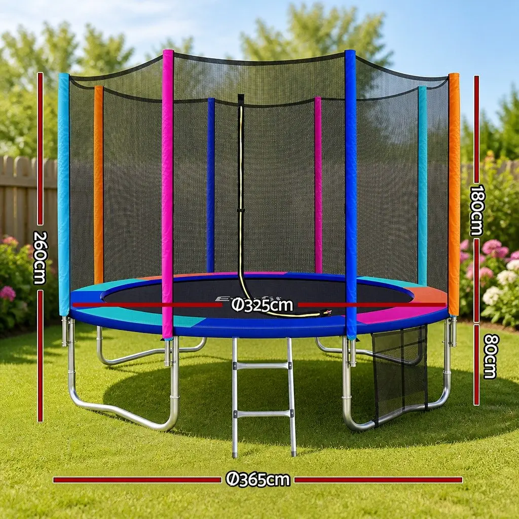12FT Trampoline for Kids Backyard Bouncing Round with Safety Net Enclosure and Ladder